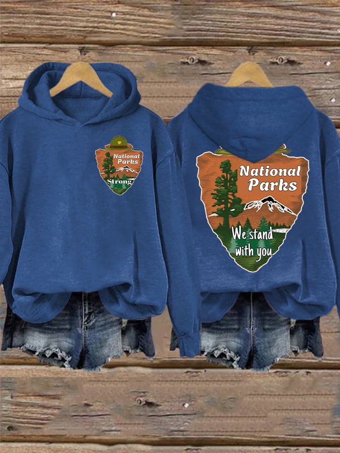 Retro National Parks Strong We Stand With You Print Hoodie