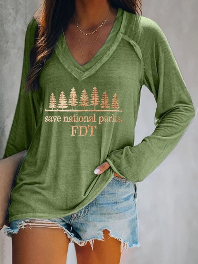 Women's Retro Save National Parks FDT Print T-Shirt
