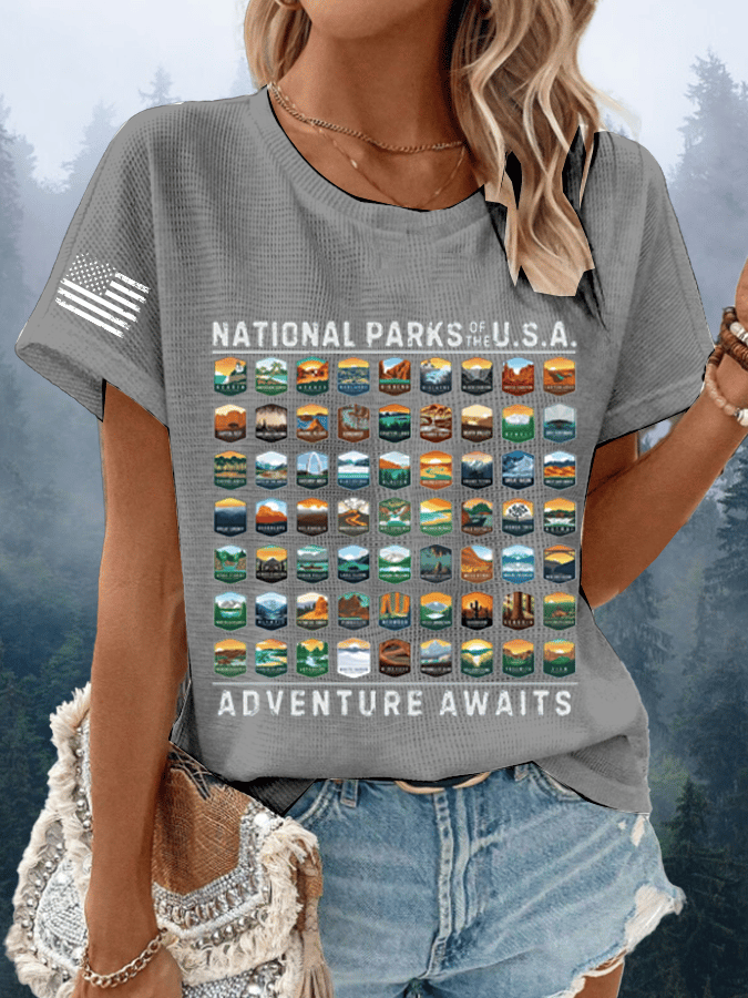 Women's National Parks Of The USA Waffle Crew Neck T-Shirt