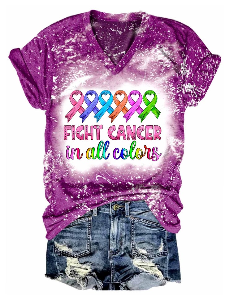 Breast Cancer Print Short Sleeve T-Shirt