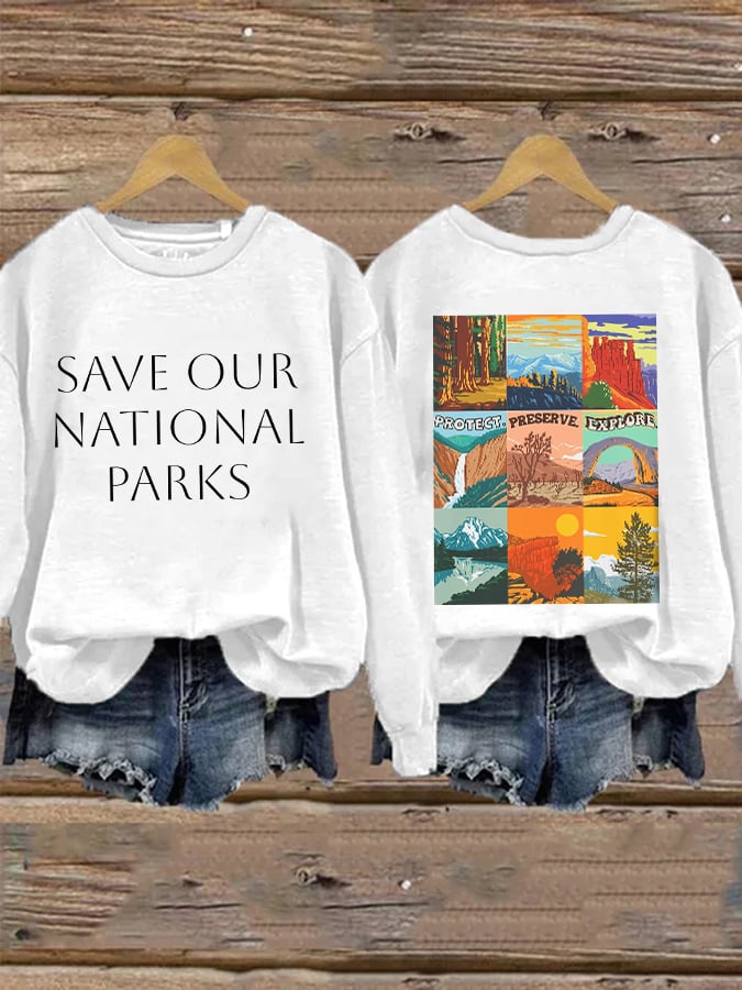 Retro Save Our National Parks Protect, Preserve, Explore Print Sweatshirt