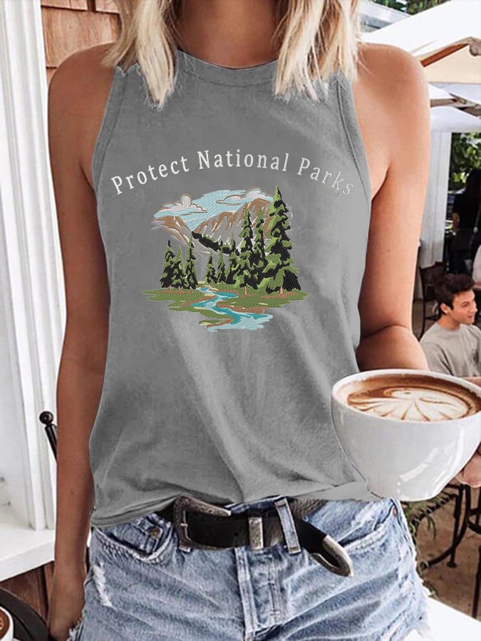 Women’s Retro Protect Our National Parks Print Tank Top