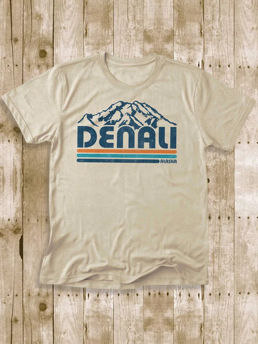 Men's 100% Cotton Denali National Park Crew Neck Short Sleeve T-Shirt