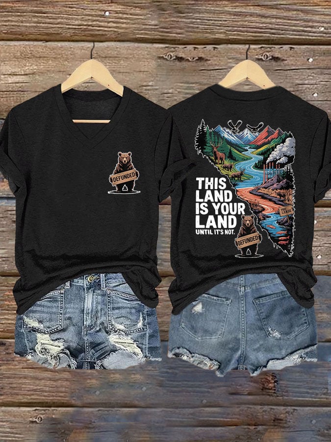 Women's This Land Is Your Land Until It's Not Printed T-shirt