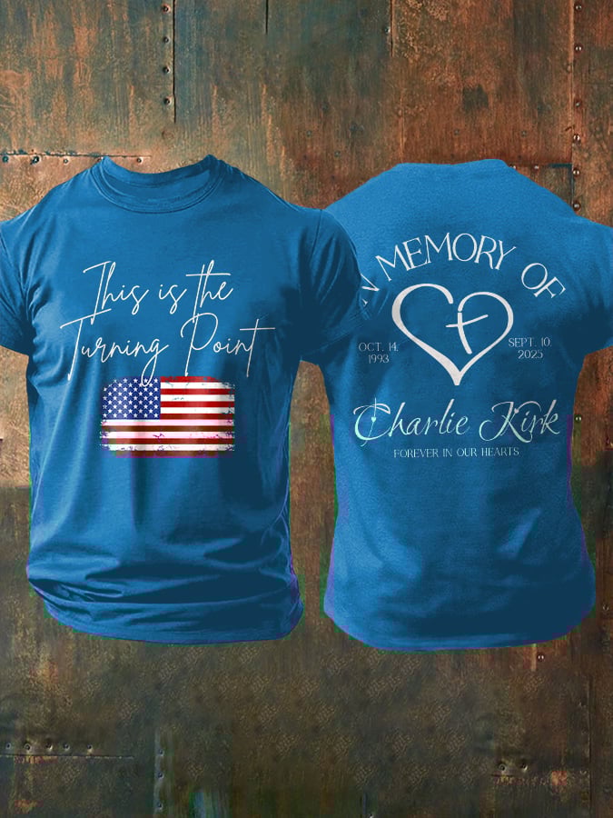 Men's Retro This Is The Turning Point In Memory Of Forever In Our Hearts Print T-Shirt