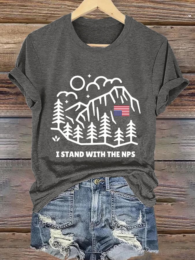 Retro I Stand With The NPS National Park Support Print T-Shirt