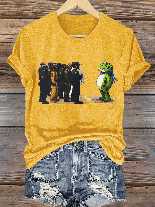 Women's Portland Frog Resist Printed Casual T-Shirt