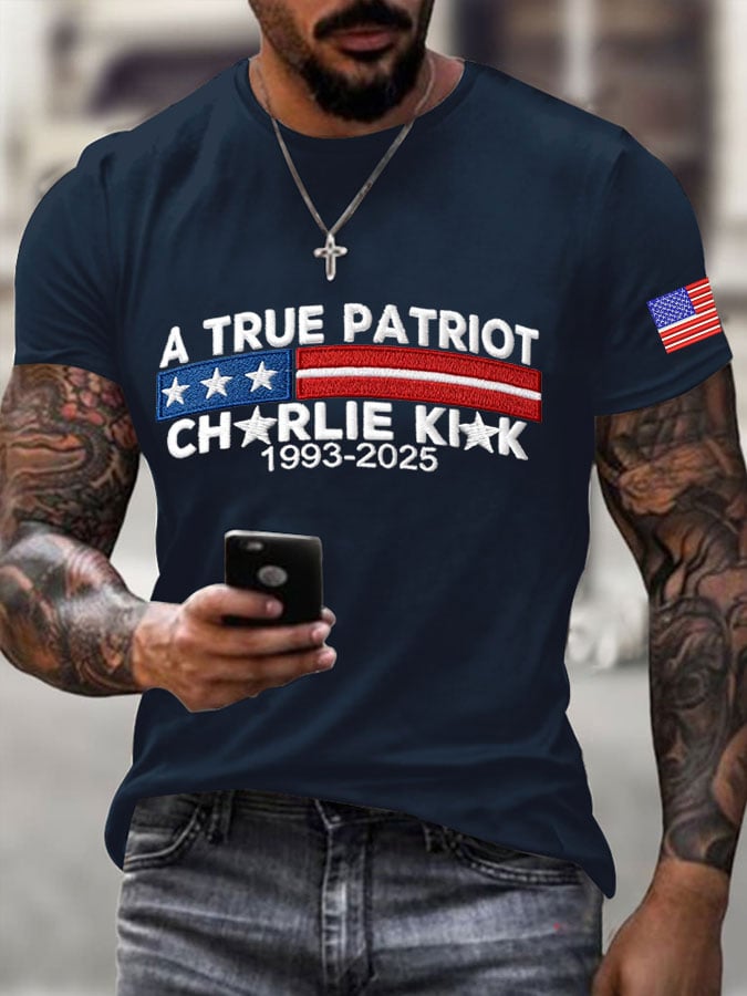 Men's Commemorative Leader A true Patriot Print T-Shirt
