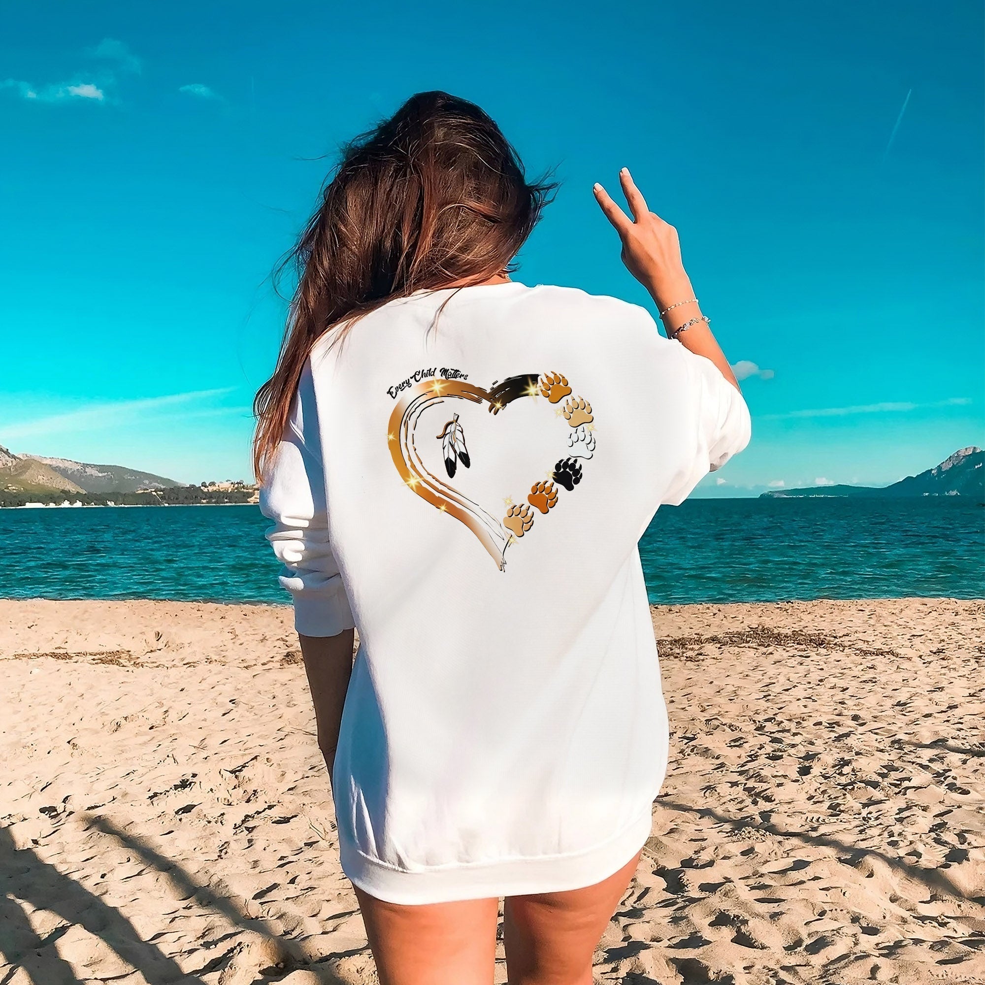 Every Child Matters Paws Of Heart Shirt Unisex Back T-Shirt/Hoodie/Sweatshirt