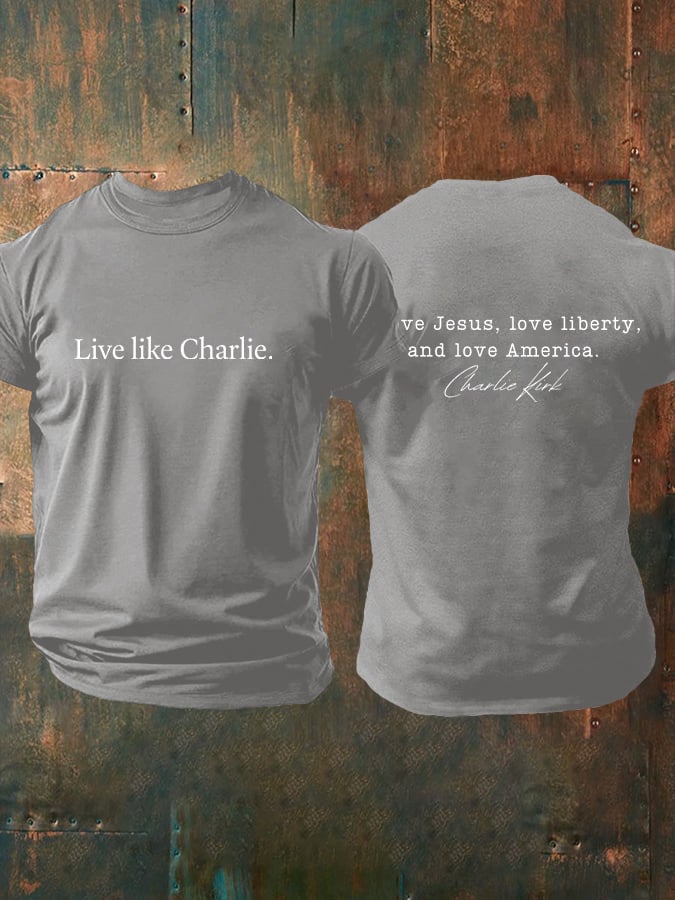 Men's Retro Live Like I Love Jesus, Love Liberty, And Love America Print T-Shirt