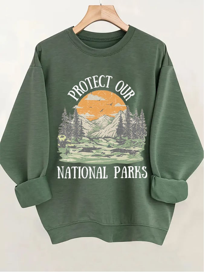Women's Protect Our National Parks Print Cozy Sweatshirt