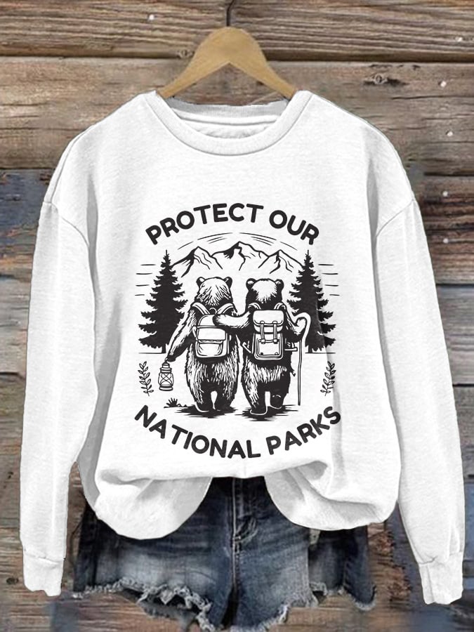 Retro Protect Our National Parks Print Sweatshirt