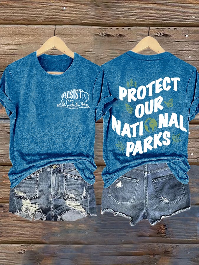 Women's Protect Our National Parks Printed Short-Sleeved T-Shirt