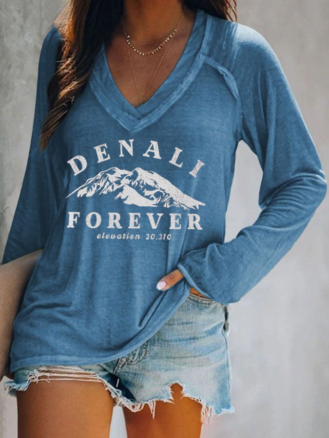 V-neck Retro Denali Forever Elevation 20,310 Print T-Shirt