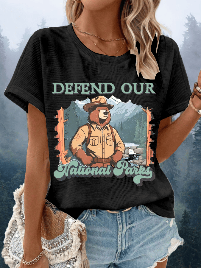 Women's Protect National Parks Waffle Crew Neck T-Shirt