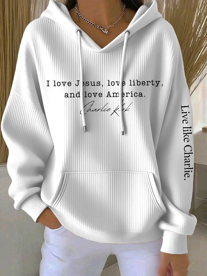 Retro Live Like I Love Jesus, Love Liberty, And Love America Point Print Hoodie