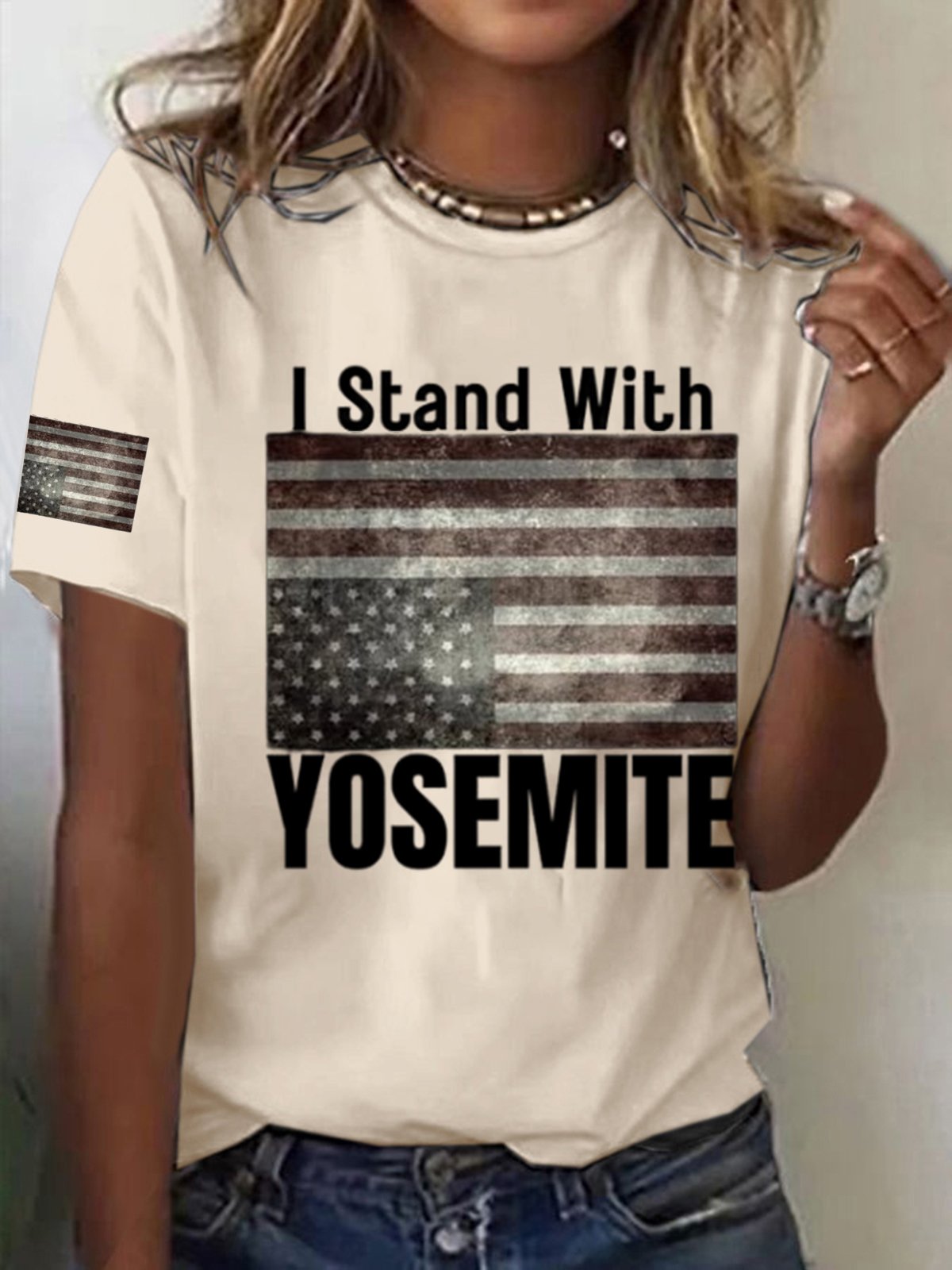 Women's I Stand With Yosemite Printed Short-Sleeved T-Shirt