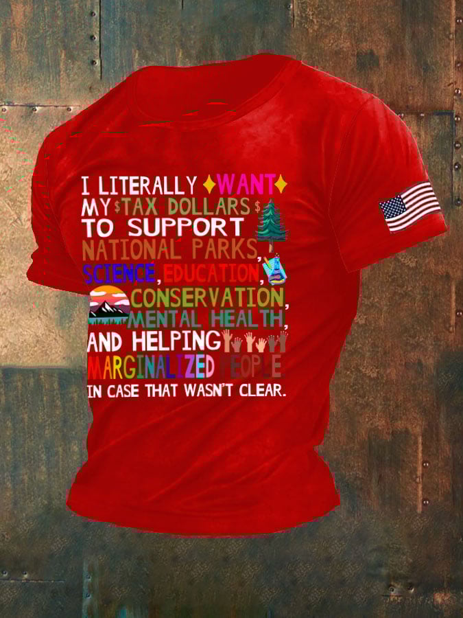 Men's Support Our National Parks Printed Round Neck T-Shirt