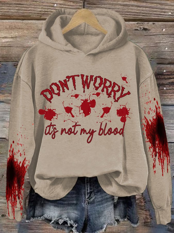 Don't Worry It'S Not My Blood Halloween Women'S Printed Casual Long-Sleeved Sweatshirt