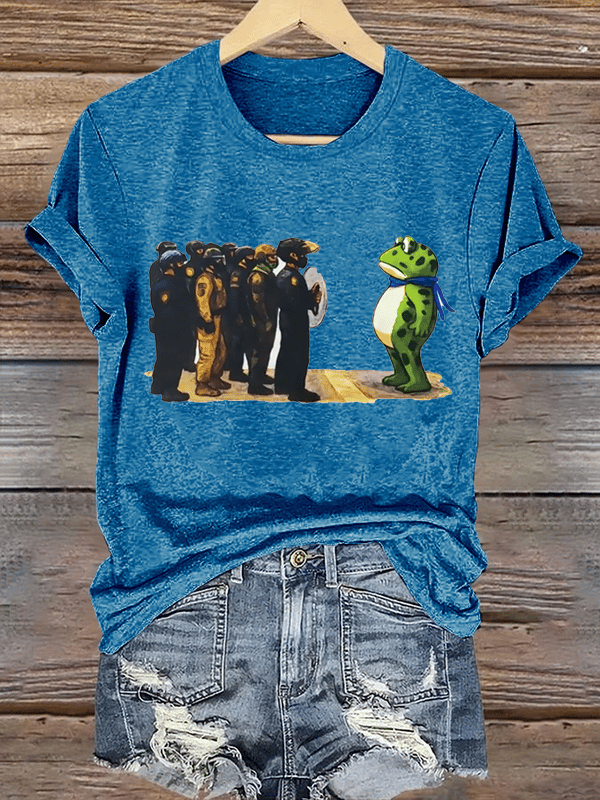 Women's Portland Frog Resist Printed Casual T-Shirt