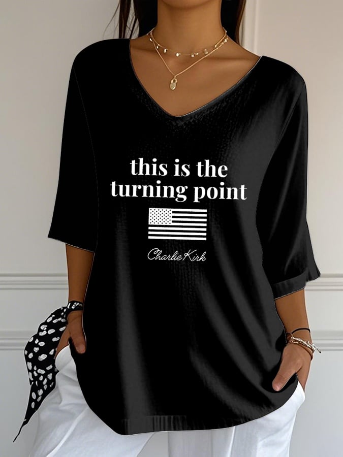 Women's Retro This Is The Turning Point Print T-Shirt