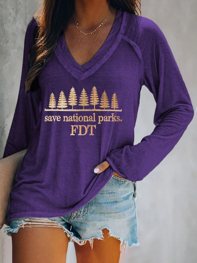 Women's Retro Save National Parks FDT Print T-Shirt