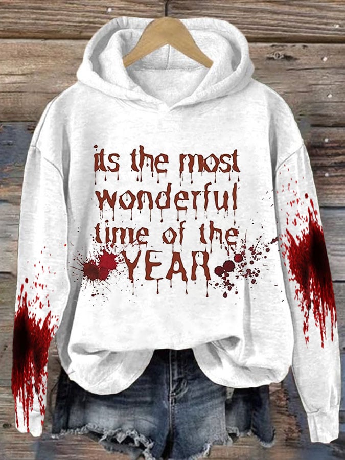It'S The Most Woderful Time Of The Year Halloween Women'S Printed Casual Long-Sleeved Sweatshirt