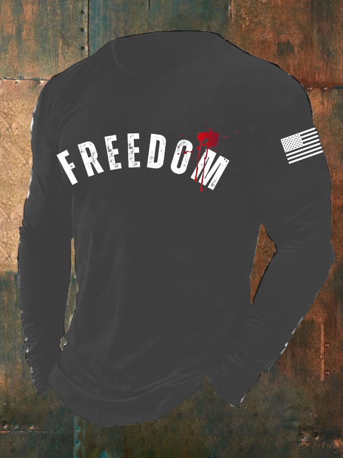 Men's Freedom Printed Round Neck T-Shirt