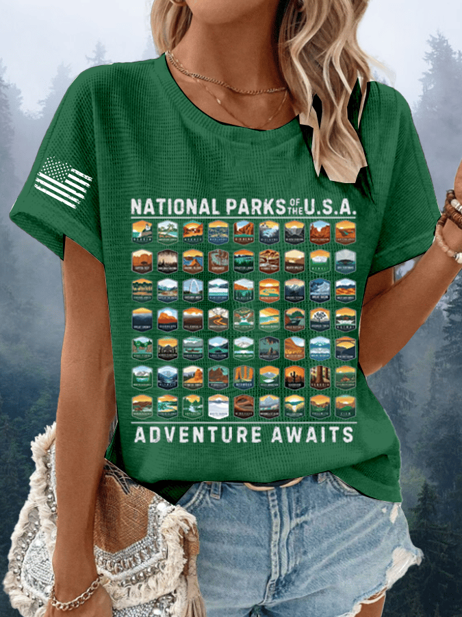 Women's National Parks Of The USA Waffle Crew Neck T-Shirt