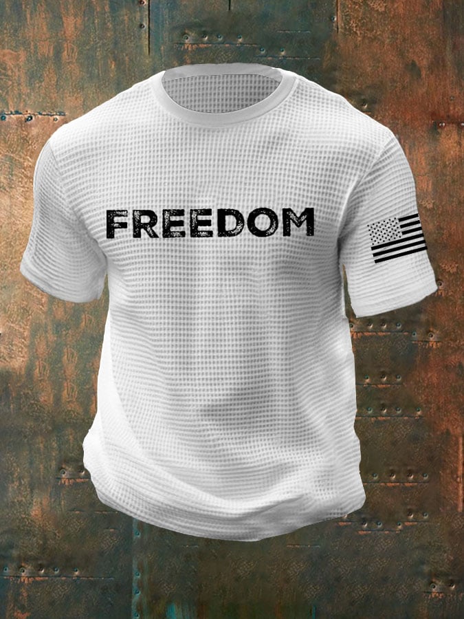 Men's freedom Print Waffle Crew Neck T-Shirt