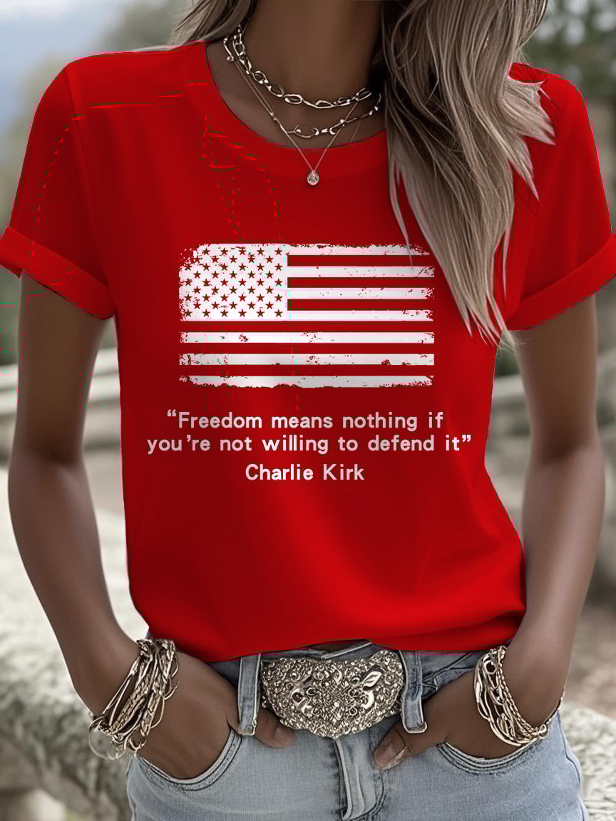 Retro Freedom Means Nothing If You’re Not Willing To Defend It Print T-Shirt