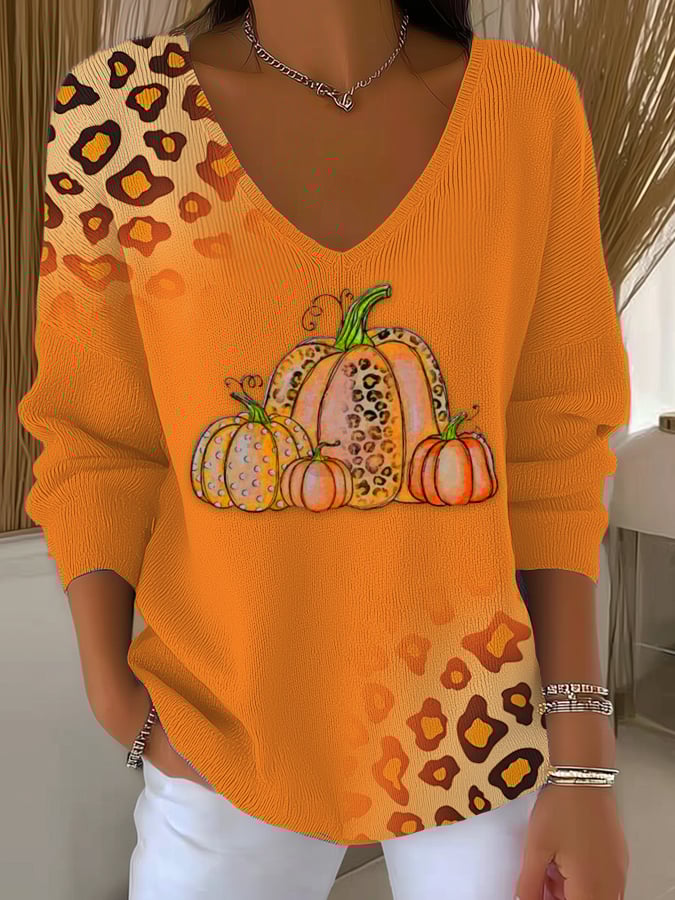 Women's Casual Autumn Pumpkin Bottoming Shirt