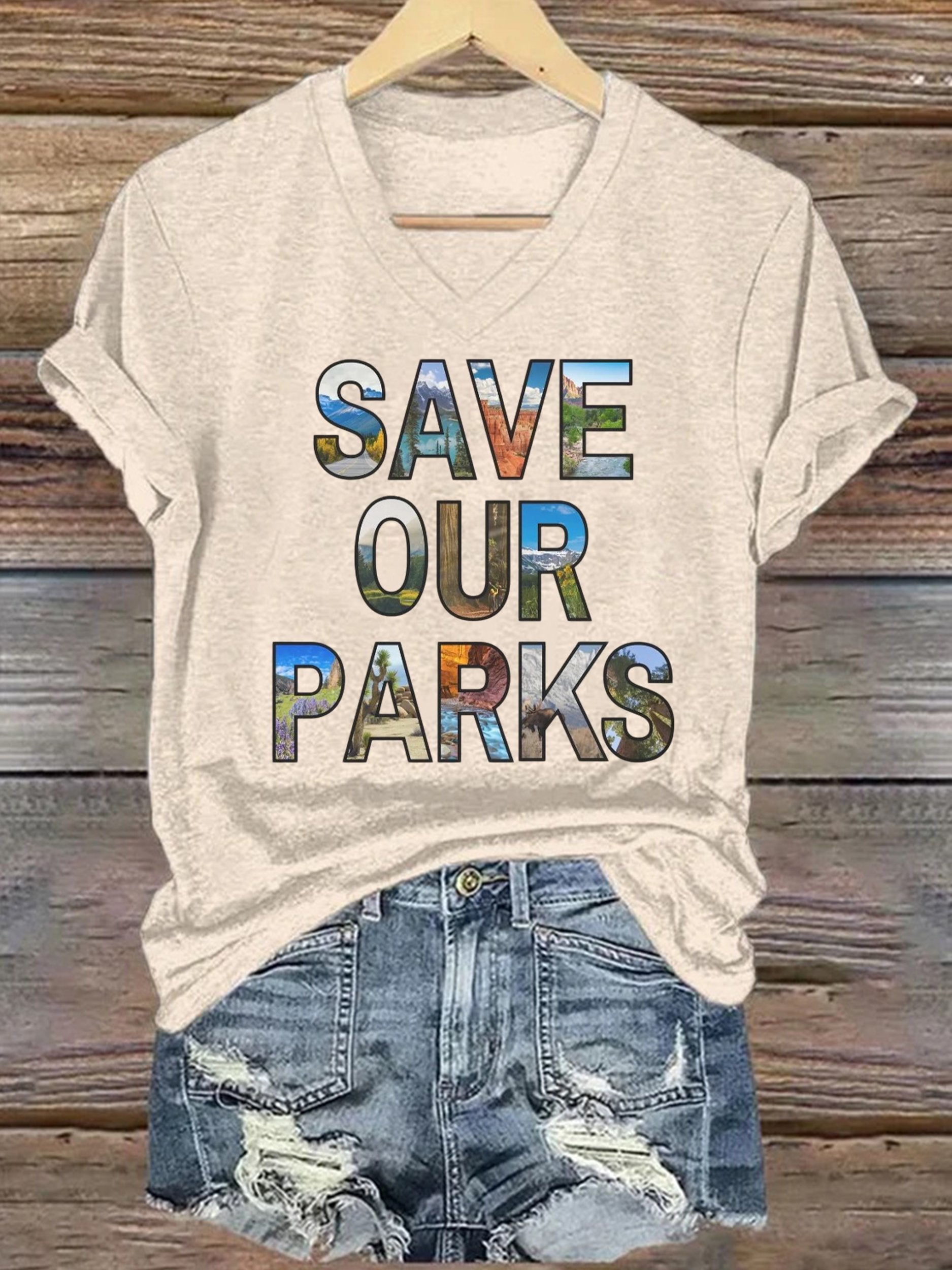 Women's Save Our Parks Printed Short-Sleeved T-Shirt