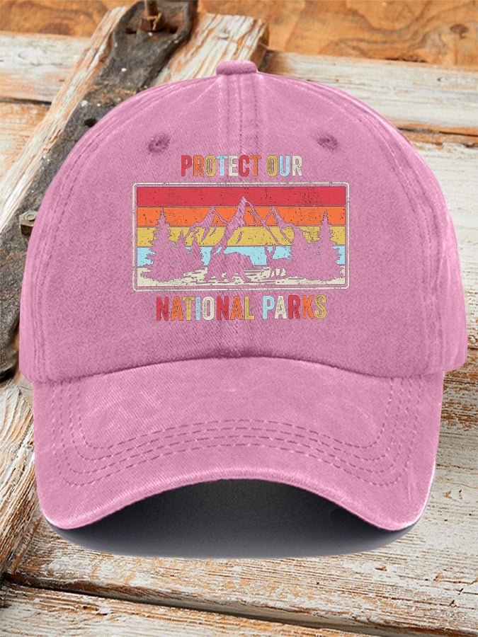 Retro Protect Our National Parks Printed Baseball Cap