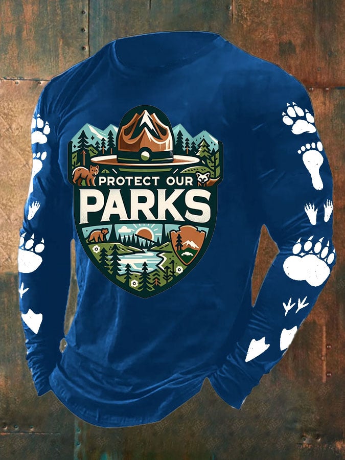 Men's Protect Our National Parks Print Long Sleeve Top