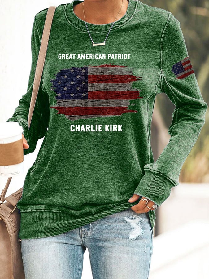 Women's Great American Patriotic Print Round Neck Sweatshirt