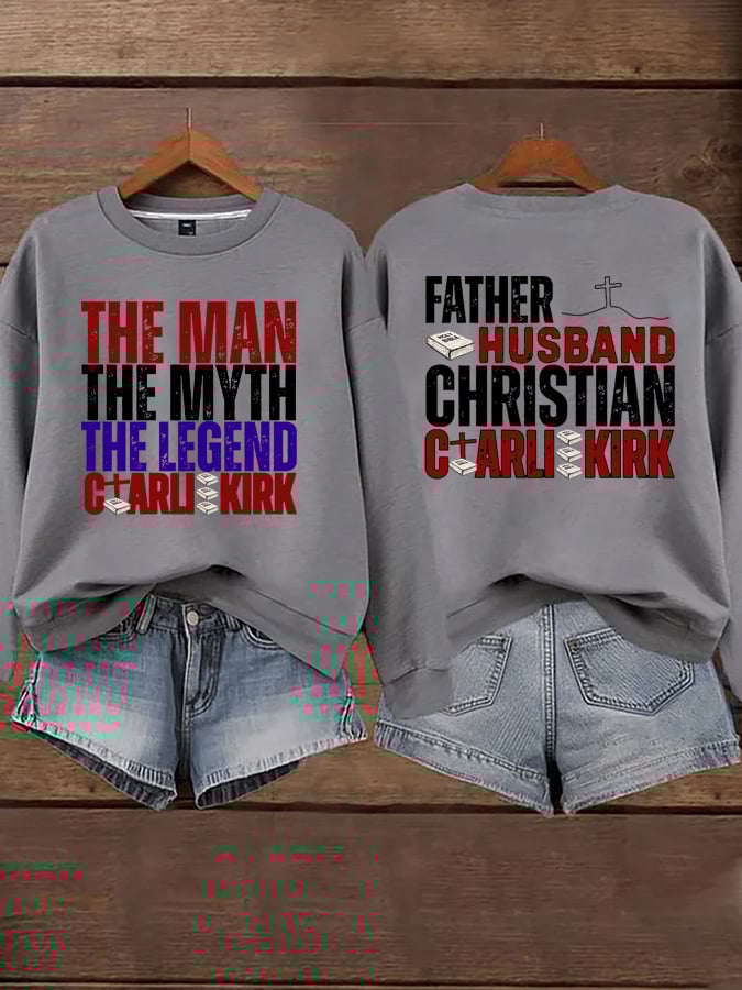 Women's Retro Father Husband Christian The Man The Myth The Legend Printed Sweatshirt
