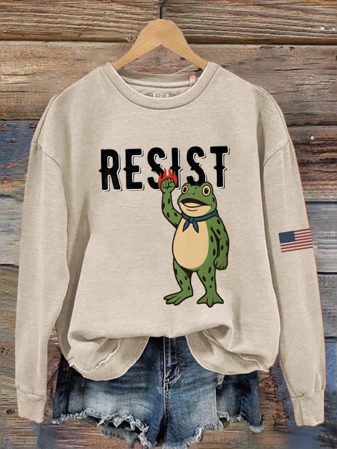 Women's Portland Frog Print Casual Sweatshirt