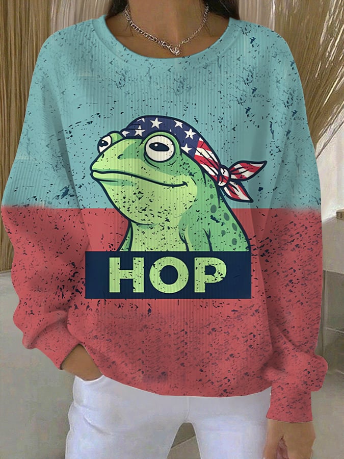 Women's Resist Frog Print Casual Sweatshirt