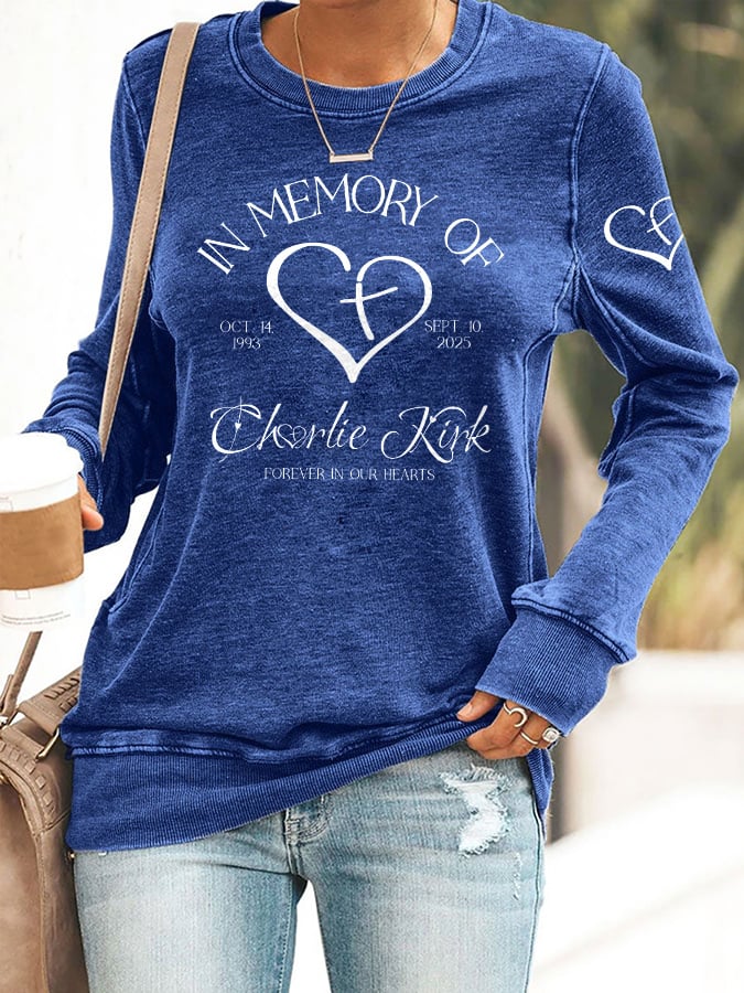 Retro Forever In Our Hearts Print Sweatshirt