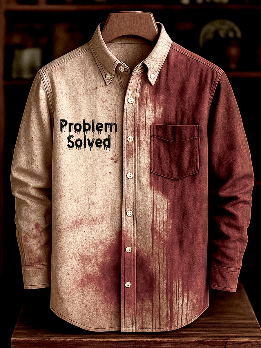 Problem Solving Halloween Art Print Long Sleeve Button-Down Shirt
