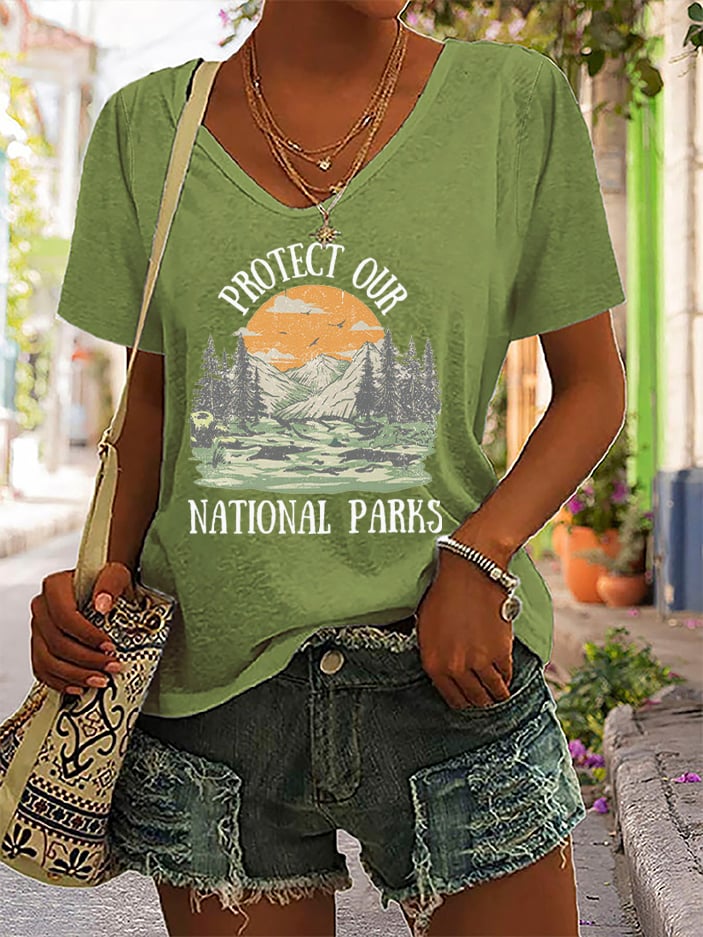 Women's Protect Our National Parks Printed Short-Sleeved T-Shirt