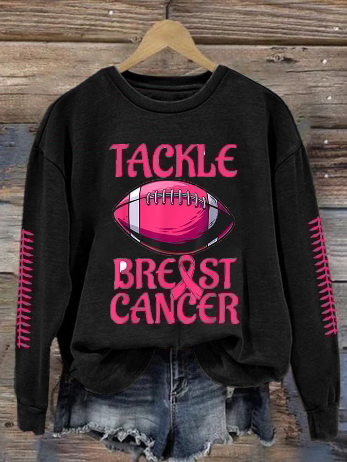 Breast Cancer Casual Print Long Sleeve Sweatshirt