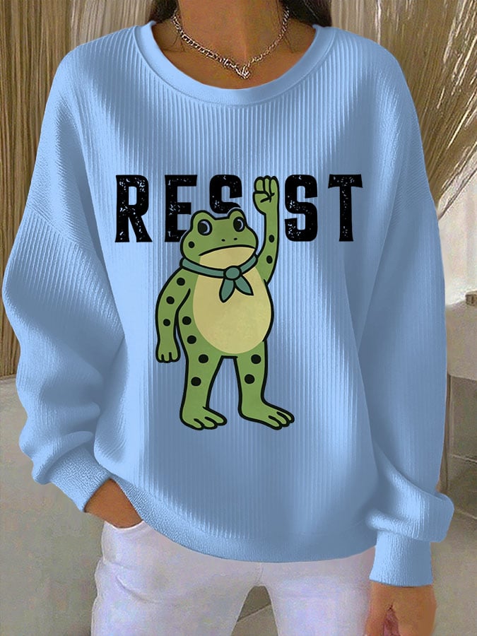 Women's Resist Frog Print Casual Sweatshirt