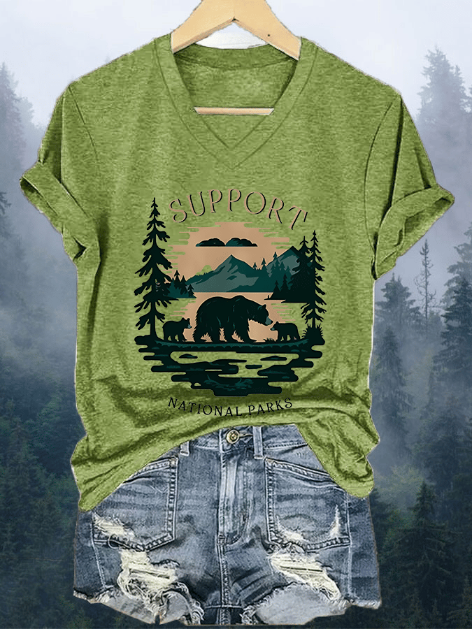 Women's Suppoard National Parks Print V-Neck T-Shirt