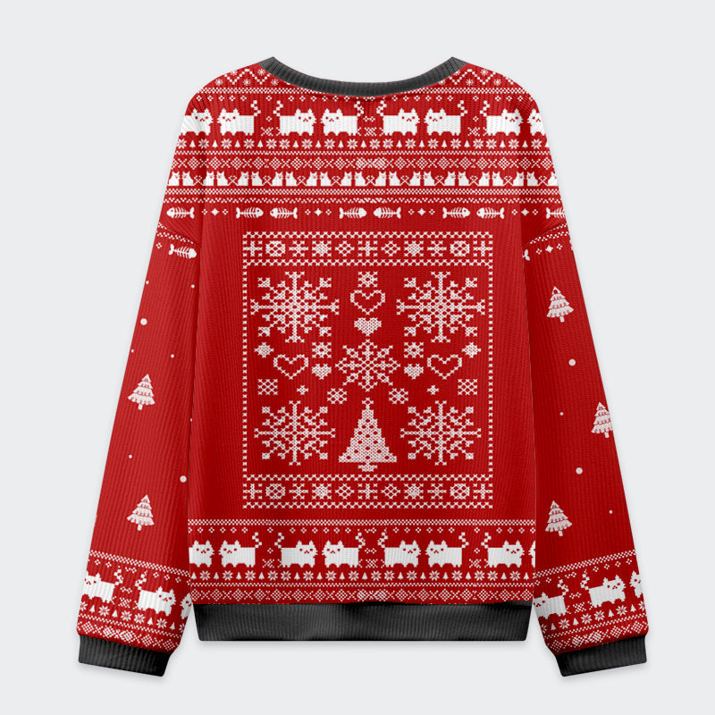 Tokyo-Tiger Funny Taking a Cat to Eat Ramen Christmas Ugly Sweatshirt