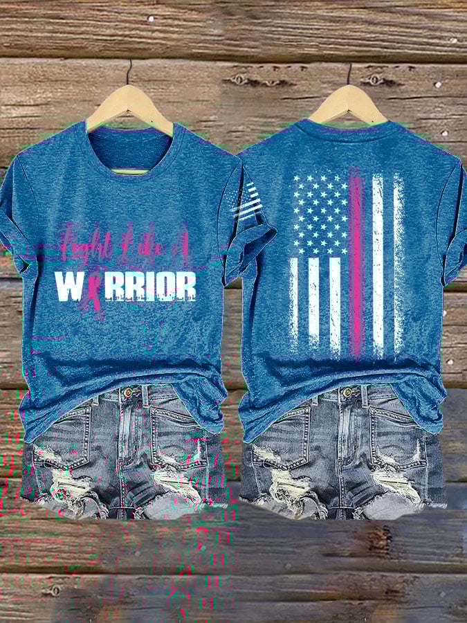 Women'S Breast Cancer Awareness Print Short Sleeve T-Shirt