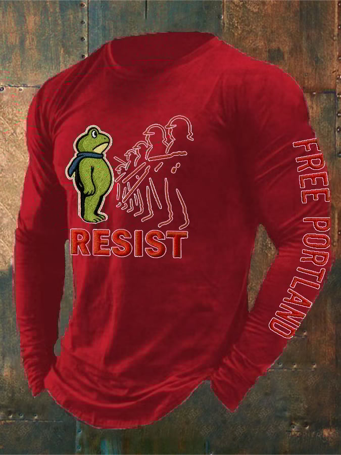 Men's Resist Frog Free Portland Printed Round Neck T-Shirt