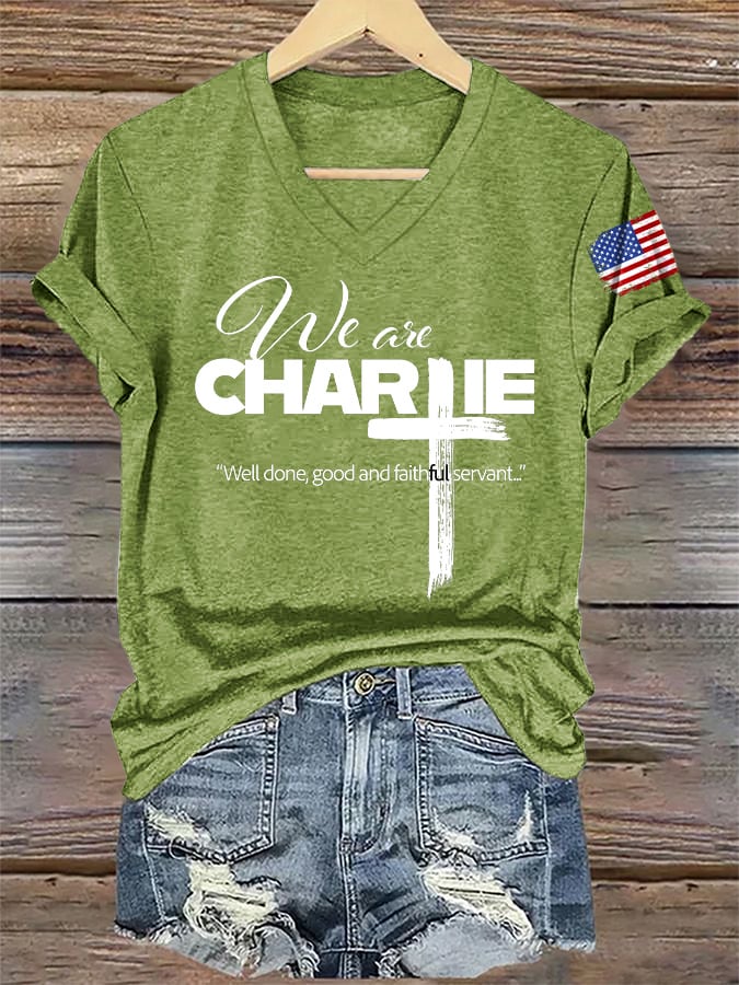 V-Neck Retro Well Done, Good And Faithful Servant Print T-Shirt