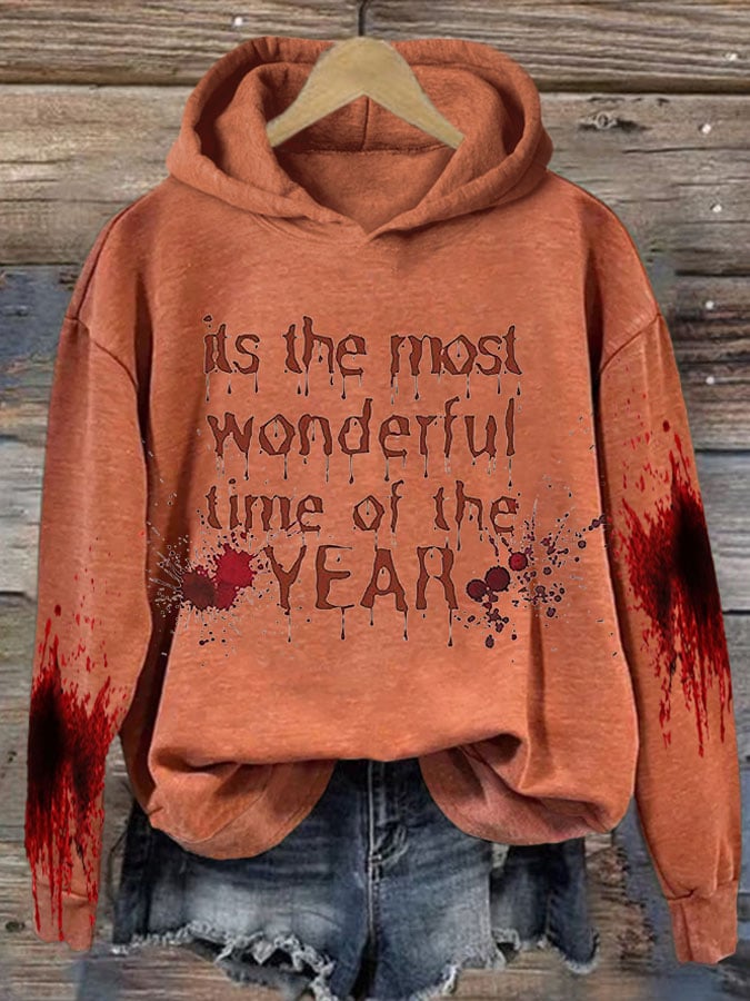 It'S The Most Woderful Time Of The Year Halloween Women'S Printed Casual Long-Sleeved Sweatshirt